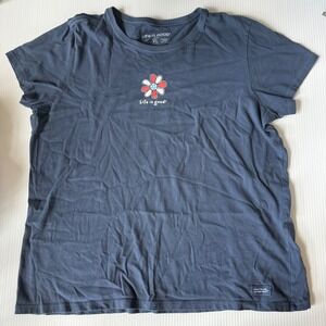 Life is Good Crusher Tee Flower Graphic Short‎ Sleeve Top XL